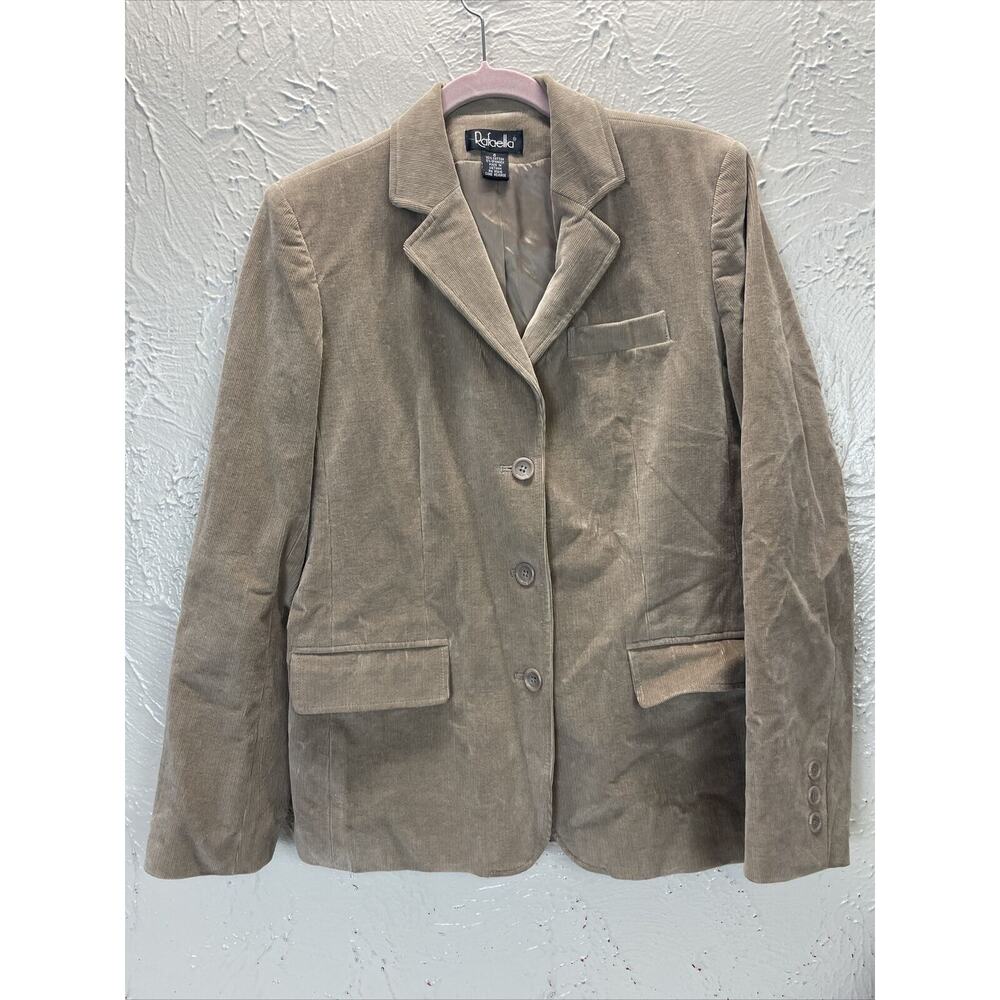 Rafaella Corduroy Blazer Jacket Womens Long Sleeve Stretch Tan Size 6